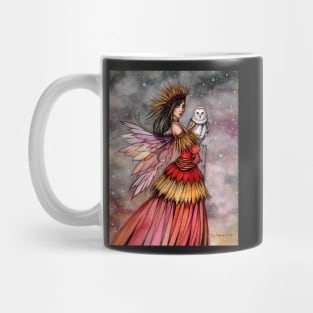 Quiet Ember Fairy and Owl Fantasy Art Mug